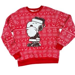 Peanuts Christmas Snoopy Santa Graphic Fleece Sweatshirt Red Size 2XL Juniors